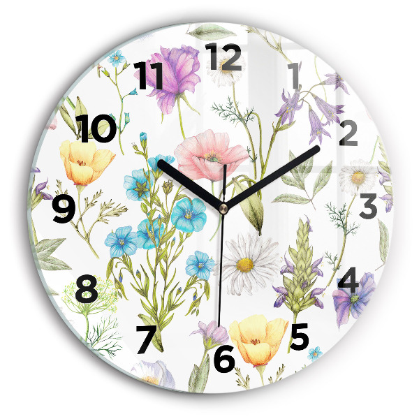 Round glass clock Flower Composition