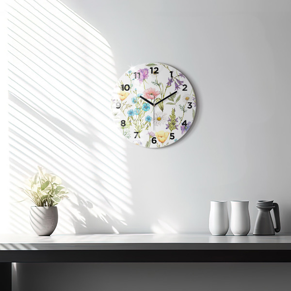 Round glass clock Flower Composition