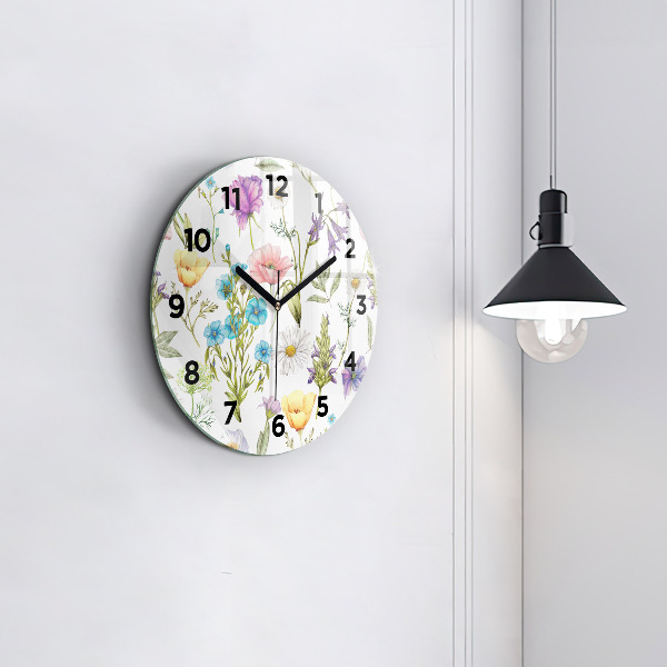 Round glass clock Flower Composition