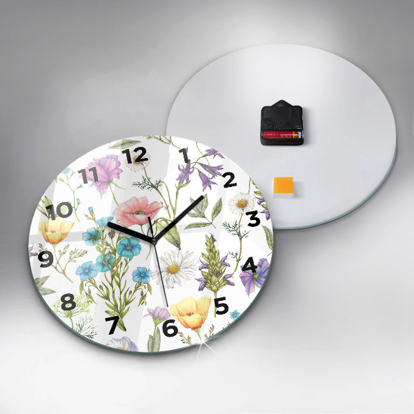 Round glass clock Flower Composition
