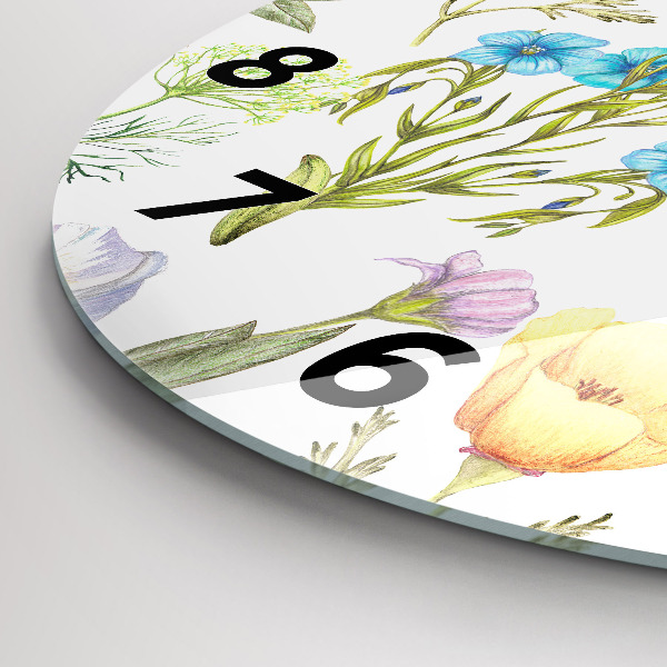 Round glass clock Flower Composition