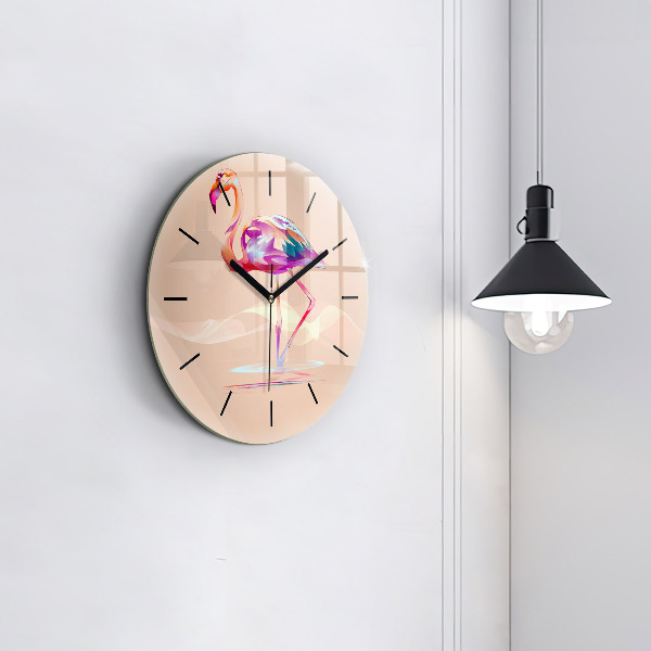 Round glass clock Flamingo illustration