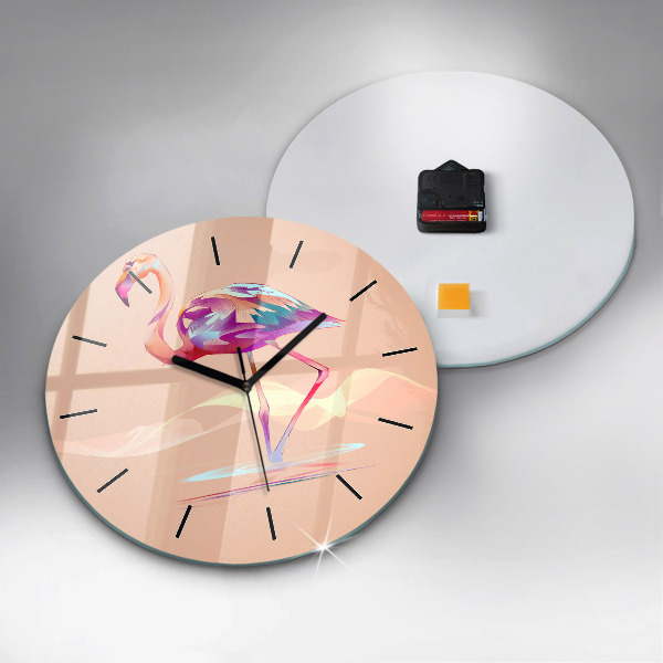Round glass clock Flamingo illustration