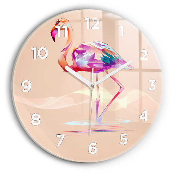 Round glass clock Flamingo illustration