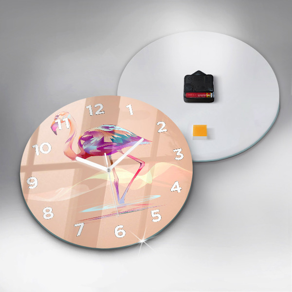 Round glass clock Flamingo illustration