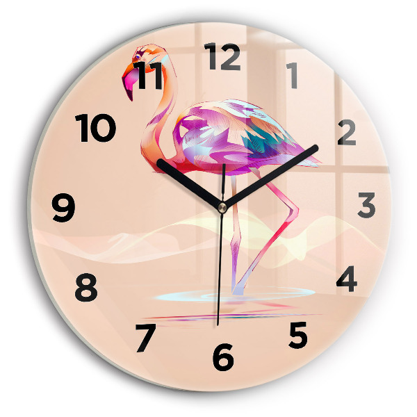 Round glass clock Flamingo illustration