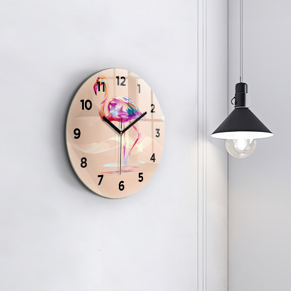 Round glass clock Flamingo illustration