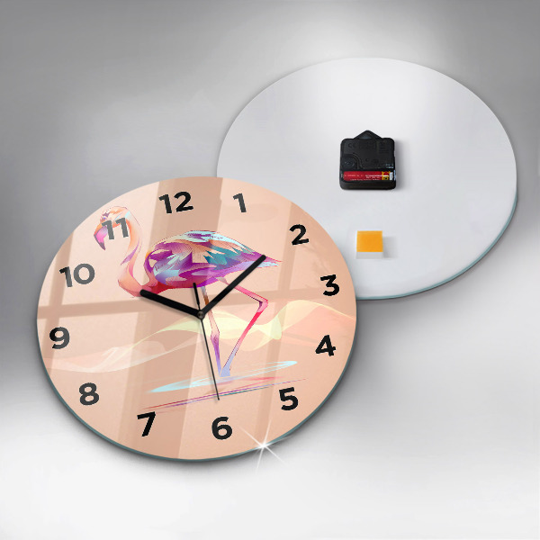 Round glass clock Flamingo illustration