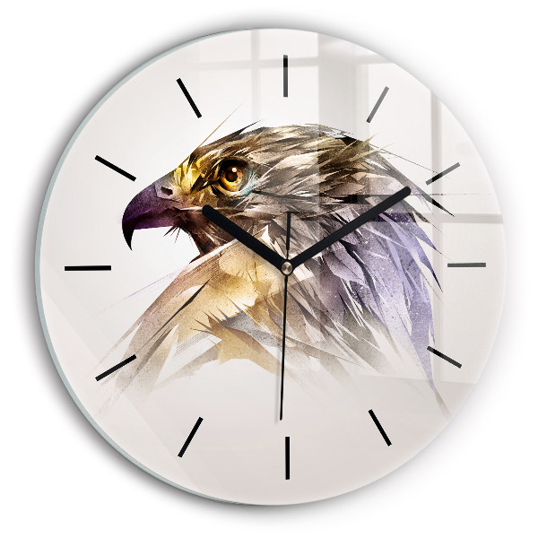 Round glass clock Bird of Predation