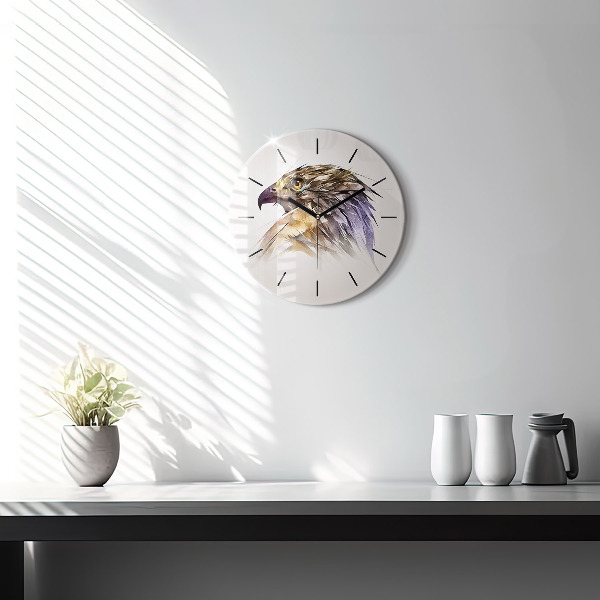 Round glass clock Bird of Predation