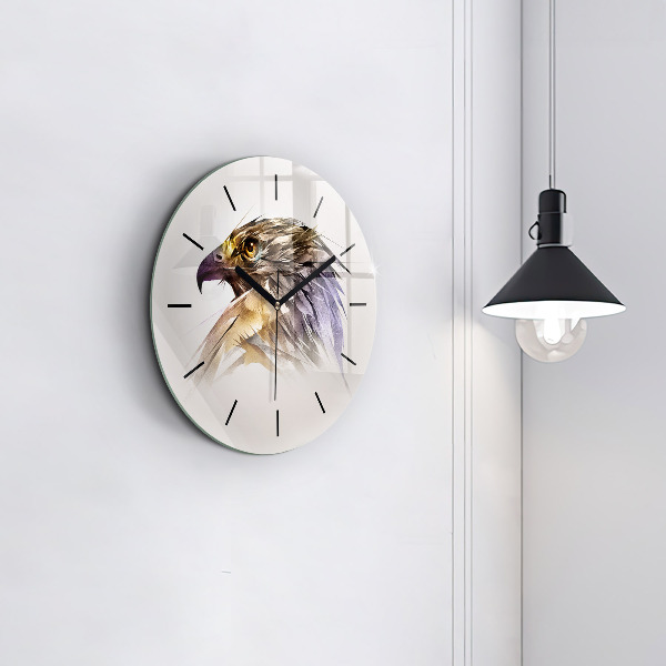 Round glass clock Bird of Predation