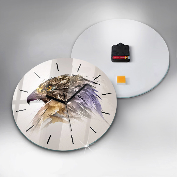 Round glass clock Bird of Predation