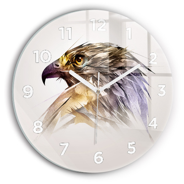 Round glass clock Bird of Predation