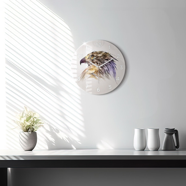Round glass clock Bird of Predation