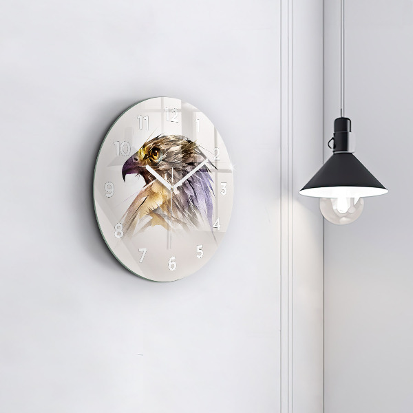 Round glass clock Bird of Predation