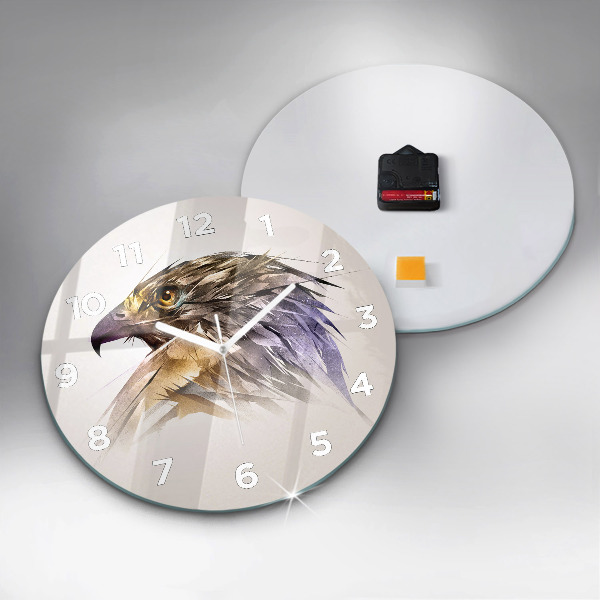 Round glass clock Bird of Predation