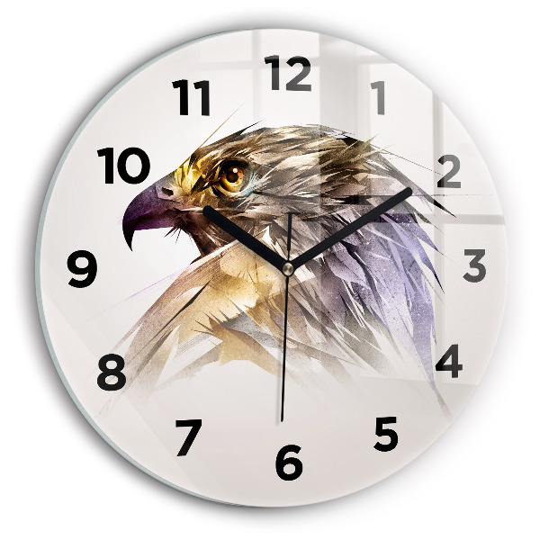 Round glass clock Bird of Predation