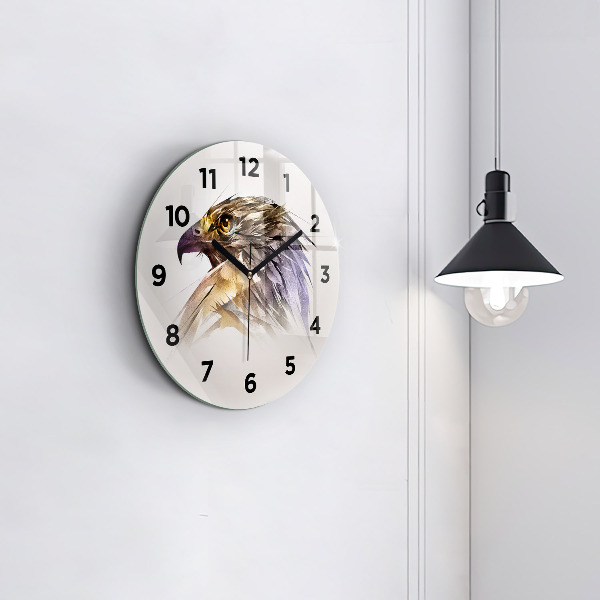 Round glass clock Bird of Predation