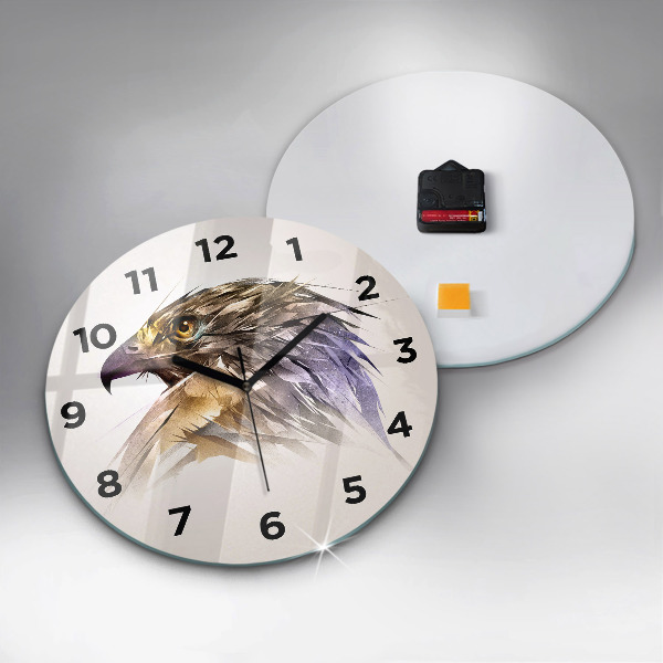 Round glass clock Bird of Predation