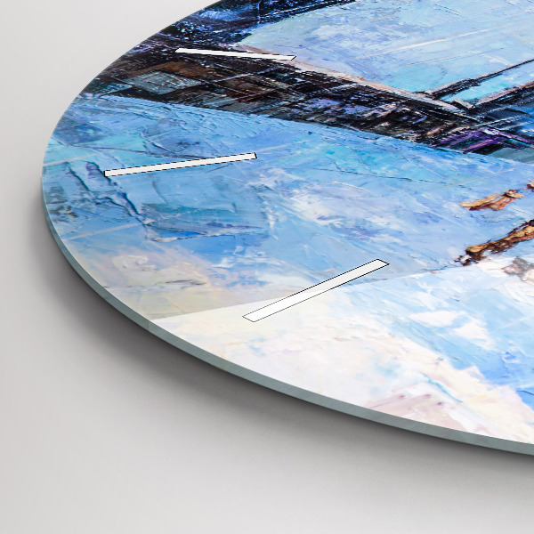 Round glass clock Oil art