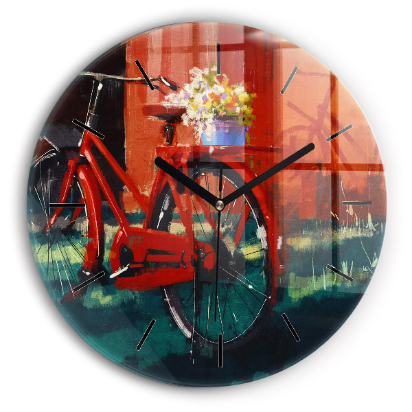 Round glass clock Painted bike