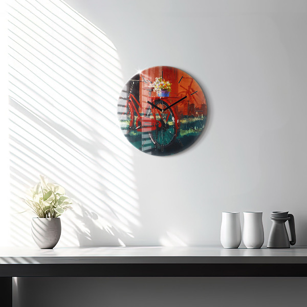 Round glass clock Painted bike