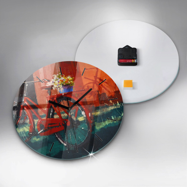 Round glass clock Painted bike