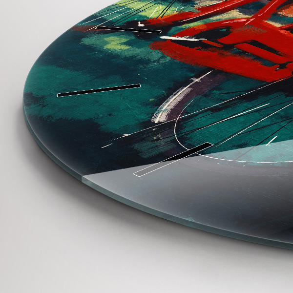 Round glass clock Painted bike