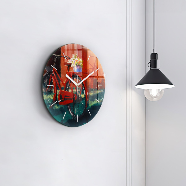 Round glass clock Painted bike