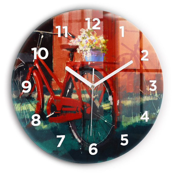 Round glass clock Painted bike