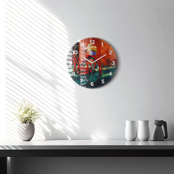 Round glass clock Painted bike