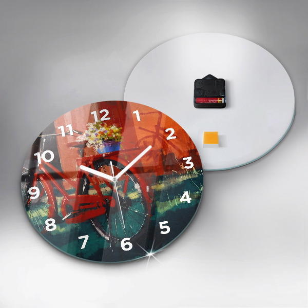 Round glass clock Painted bike