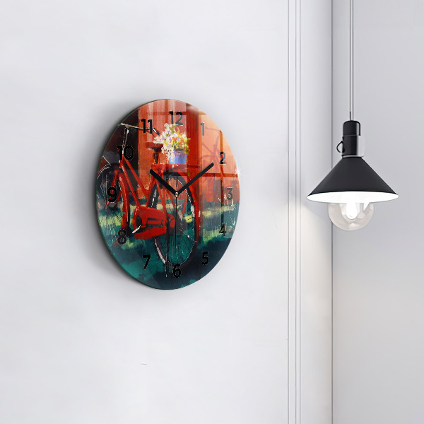 Round glass clock Painted bike
