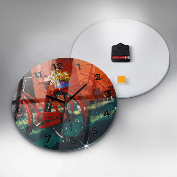 Round glass clock Painted bike