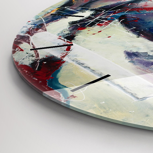 Round glass clock Illustration of galloping horses