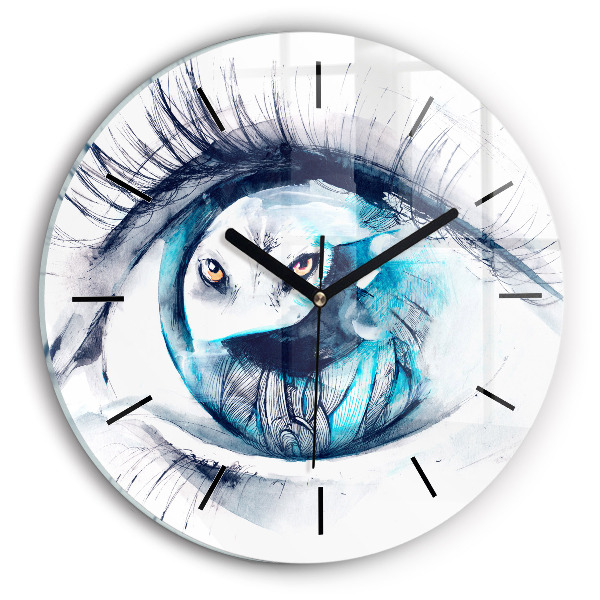 Round glass clock Wolf Eye Illustration
