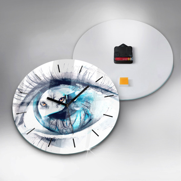 Round glass clock Wolf Eye Illustration