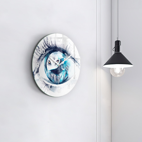 Round glass clock Wolf Eye Illustration