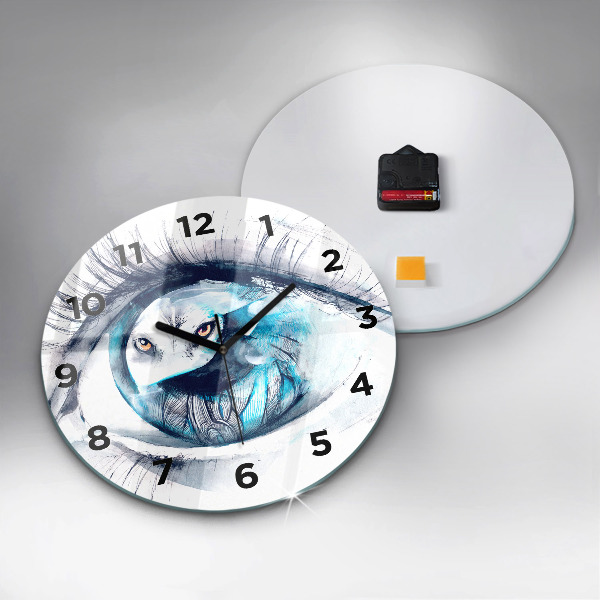 Round glass clock Wolf Eye Illustration
