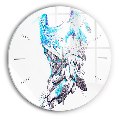 Round glass clock Imitation of bird wings