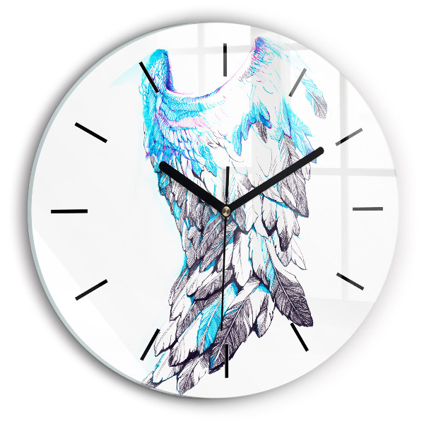 Round glass clock Imitation of bird wings
