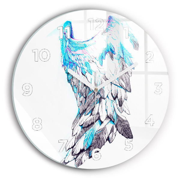 Round glass clock Imitation of bird wings