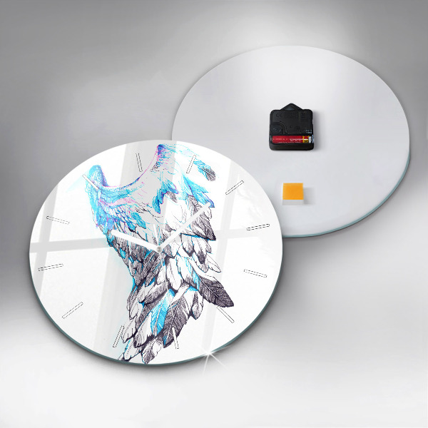Round glass clock Imitation of bird wings