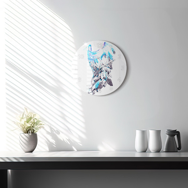 Round glass clock Imitation of bird wings