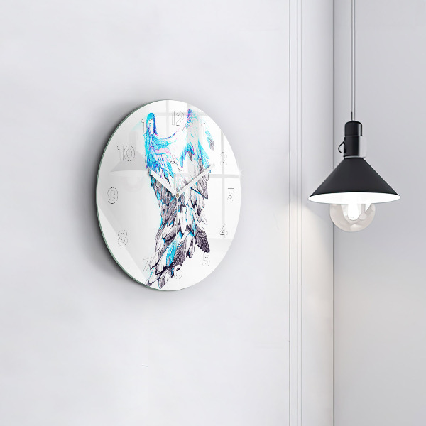 Round glass clock Imitation of bird wings