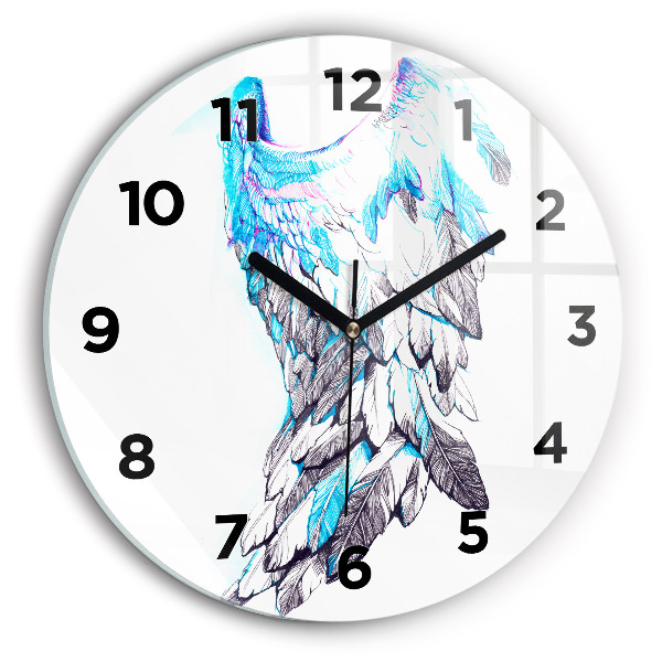 Round glass clock Imitation of bird wings