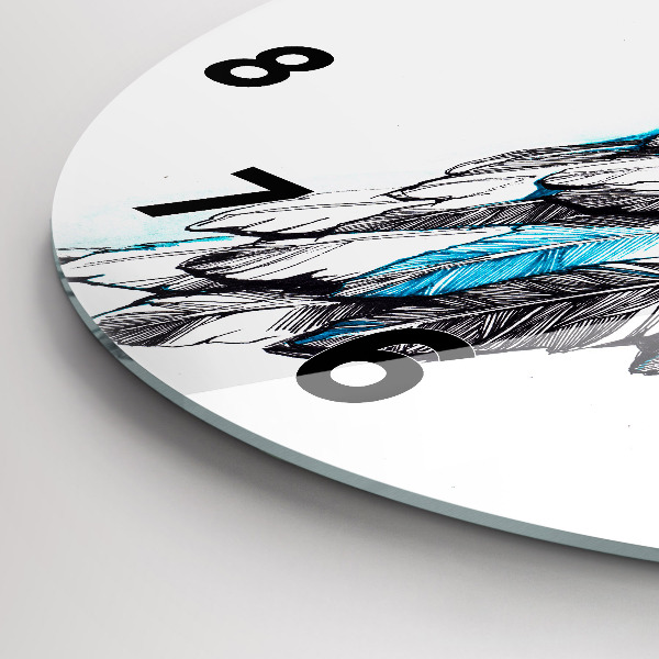 Round glass clock Imitation of bird wings