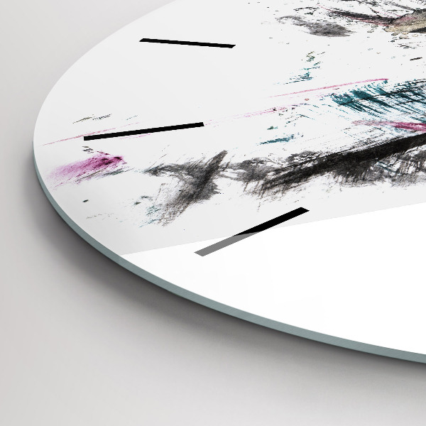 Round glass clock Painted Wolf Profile