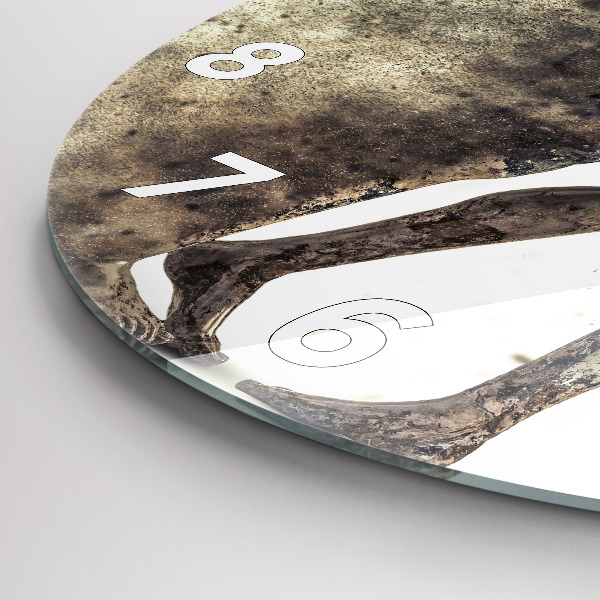 Round glass clock Abstract sand people