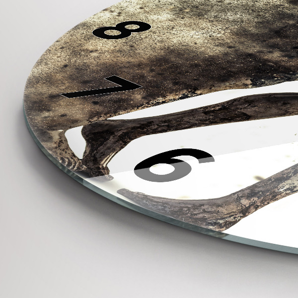 Round glass clock Abstract sand people